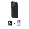 MARSİLYAN™- iPhone 15 Pro Max Kılıf Kıvılcım Modern Özel Seri - Siyah Bilvis 5in1 3D Magic Cam Ekran Koruyucu + PVD Metal Kamera Lens - TU