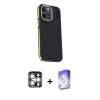 MARSİLYAN™- iPhone 15 Pro Max Kılıf Kıvılcım Modern Özel Seri - Siyah Bilvis 5in1 3D Magic Cam Ekran Koruyucu + PVD Metal Kamera Lens - GS