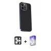 MARSİLYAN™- iPhone 15 Pro Max Kılıf Kıvılcım Modern Özel Seri - Siyah Bilvis 5in1 3D Magic Cam Ekran Koruyucu + PVD Metal Kamera Lens - GS