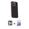 MARSİLYAN™- iPhone 15 Pro Max Kılıf Kıvılcım Modern Özel Seri - Siyah Bilvis 5in1 5D Magic Hayalet Cam Ekran Koruyucu + PVD Metal Kamera Lens - GS