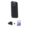 MARSİLYAN™- iPhone 15 Pro Max Kılıf Kıvılcım Modern Özel Seri - Siyah Bilvis 5in1 5D Magic Hayalet Cam Ekran Koruyucu + Raze Metal Kamera Lens - TMGI