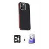MARSİLYAN™- iPhone 15 Pro Max Kılıf Kıvılcım Modern Özel Seri - Siyah Bilvis 5in1 5D Magic Hayalet Cam Ekran Koruyucu + PVD Metal Kamera Lens - SH