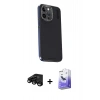 MARSİLYAN™- iPhone 15 Pro Max Kılıf Kıvılcım Modern Özel Seri - Siyah Bilvis 5in1 5D Magic Hayalet Cam Ekran Koruyucu + Raze Metal Kamera Lens - SH