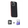 MARSİLYAN™- iPhone 15 Pro Max Kılıf Kıvılcım Modern Özel Seri - Siyah Bilvis 5in1 5D Magic Hayalet Cam Ekran Koruyucu + PVD Metal Kamera Lens - GI