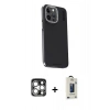 MARSİLYAN™- iPhone 15 Pro Max Kılıf Kıvılcım Modern Özel Seri - Siyah Bilvis Hayalet Cam Ekran Koruyucu + PVD Metal Kamera Lens - GS