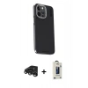 MARSİLYAN™- iPhone 15 Pro Max Kılıf Kıvılcım Modern Özel Seri - Siyah Bilvis Hayalet Cam Ekran Koruyucu + Titanyum Gri Raze Metal Kamera Lens