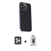MARSİLYAN™- iPhone 15 Pro Max Kılıf Kıvılcım Modern Özel Seri - Siyah Bilvis Hayalet Cam Ekran Koruyucu + PVD Metal Kamera Lens - GI