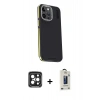 MARSİLYAN™- iPhone 15 Pro Max Kılıf Kıvılcım Modern Özel Seri - Siyah Bilvis Hayalet Cam Ekran Koruyucu + PVD Metal Kamera Lens - SH