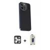 MARSİLYAN™- iPhone 15 Pro Max Kılıf Kıvılcım Modern Özel Seri - Siyah Bilvis Hayalet Cam Ekran Koruyucu + PVD Metal Kamera Lens - GS