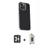 MARSİLYAN™- iPhone 15 Pro Max Kılıf Kıvılcım Modern Özel Seri - Siyah Bilvis Hayalet Cam Ekran Koruyucu + PVD Metal Kamera Lens - SH