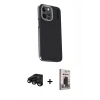 MARSİLYAN™- iPhone 15 Pro Max Kılıf Kıvılcım Modern Özel Seri - Siyah Bilvis Hayalet Cam Ekran Koruyucu + Raze Metal Kamera Lens - SH