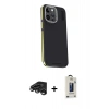 MARSİLYAN™- iPhone 15 Pro Max Kılıf Kıvılcım Modern Özel Seri - Siyah Bilvis Hayalet Cam Ekran Koruyucu + Titanyum Gri Raze Metal Kamera Lens