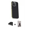 MARSİLYAN™- iPhone 15 Pro Max Kılıf Kıvılcım Modern Özel Seri - Siyah Bilvis Hayalet Cam Ekran Koruyucu + Raze Metal Kamera Lens - GS
