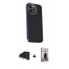 MARSİLYAN™- iPhone 15 Pro Max Kılıf Kıvılcım Modern Özel Seri - Siyah Bilvis Hayalet Cam Ekran Koruyucu + Raze Metal Kamera Lens - TMGI