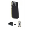 MARSİLYAN™- iPhone 15 Pro Max Kılıf Kıvılcım Modern Özel Seri - Siyah Bilvis Hayalet Cam Ekran Koruyucu + Lacivert Raze Metal Kamera Lens