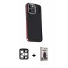 MARSİLYAN™- iPhone 15 Pro Max Kılıf Kıvılcım Modern Özel Seri - Siyah Bilvis Hayalet Cam Ekran Koruyucu + PVD Metal Kamera Lens - GS