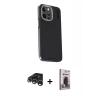 MARSİLYAN™- iPhone 15 Pro Max Kılıf Kıvılcım Modern Özel Seri - Siyah Bilvis Hayalet Cam Ekran Koruyucu + Raze Metal Kamera Lens - GS