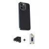 MARSİLYAN™- iPhone 15 Pro Max Kılıf Kıvılcım Modern Özel Seri - Siyah Bilvis Hayalet Cam Ekran Koruyucu + Titanyum Gri Raze Metal Kamera Lens