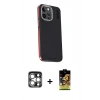 MARSİLYAN™- iPhone 15 Pro Max Kılıf Kıvılcım Modern Özel Seri - Siyah Buffer Cam Ekran Koruyucu + PVD Metal Kamera Lens - GS