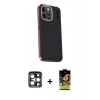MARSİLYAN™- iPhone 15 Pro Max Kılıf Kıvılcım Modern Özel Seri - Siyah Buffer Cam Ekran Koruyucu + PVD Metal Kamera Lens - LT