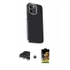 MARSİLYAN™- iPhone 15 Pro Max Kılıf Kıvılcım Modern Özel Seri - Siyah Buffer Cam Ekran Koruyucu + Raze Metal Kamera Lens - GS