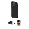 MARSİLYAN™- iPhone 15 Pro Max Kılıf Kıvılcım Modern Özel Seri - Siyah Buffer Cam Ekran Koruyucu + Raze Metal Kamera Lens - GS