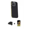 MARSİLYAN™- iPhone 15 Pro Max Kılıf Kıvılcım Modern Özel Seri - Siyah Buffer Cam Ekran Koruyucu + Raze Metal Kamera Lens - TMGI