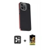 MARSİLYAN™- iPhone 15 Pro Max Kılıf Kıvılcım Modern Özel Seri - Siyah Buffer Cam Ekran Koruyucu + Siyah PVD Metal Kamera Lens