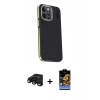 MARSİLYAN™- iPhone 15 Pro Max Kılıf Kıvılcım Modern Özel Seri - Siyah Buffer Hayalet Cam Ekran Koruyucu + Raze Metal Kamera Lens - SH