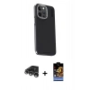 MARSİLYAN™- iPhone 15 Pro Max Kılıf Kıvılcım Modern Özel Seri - Siyah Buffer Hayalet Cam Ekran Koruyucu + Raze Metal Kamera Lens - GS