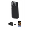 MARSİLYAN™- iPhone 15 Pro Max Kılıf Kıvılcım Modern Özel Seri - Siyah Buffer Hayalet Cam Ekran Koruyucu + Raze Metal Kamera Lens - SH