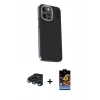 MARSİLYAN™- iPhone 15 Pro Max Kılıf Kıvılcım Modern Özel Seri - Siyah Buffer Hayalet Cam Ekran Koruyucu + Raze Metal Kamera Lens - LT