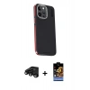 MARSİLYAN™- iPhone 15 Pro Max Kılıf Kıvılcım Modern Özel Seri - Siyah Buffer Hayalet Cam Ekran Koruyucu + Raze Metal Kamera Lens - SH