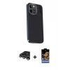 MARSİLYAN™- iPhone 15 Pro Max Kılıf Kıvılcım Modern Özel Seri - Siyah Buffer Hayalet Cam Ekran Koruyucu + Raze Metal Kamera Lens - GS