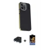 MARSİLYAN™- iPhone 15 Pro Max Kılıf Kıvılcım Modern Özel Seri - Siyah Buffer Hayalet Cam Ekran Koruyucu + Raze Metal Kamera Lens - LT