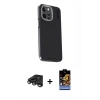 MARSİLYAN™- iPhone 15 Pro Max Kılıf Kıvılcım Modern Özel Seri - Siyah Buffer Hayalet Cam Ekran Koruyucu + Raze Metal Kamera Lens - TMGI