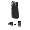 MARSİLYAN™- iPhone 15 Pro Max Kılıf Kıvılcım Modern Özel Seri - Siyah Buffer Hayalet Cam Ekran Koruyucu + Raze Metal Kamera Lens - GS