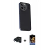 MARSİLYAN™- iPhone 15 Pro Max Kılıf Kıvılcım Modern Özel Seri - Siyah Buffer Hayalet Cam Ekran Koruyucu + Raze Metal Kamera Lens - LT