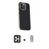 MARSİLYAN™- iPhone 15 Pro Max Kılıf Kıvılcım Modern Özel Seri - Siyah Joko Magic 5D Cam + PVD Metal Kamera Lens - SH