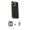 MARSİLYAN™- iPhone 15 Pro Max Kılıf Kıvılcım Modern Özel Seri - Siyah Joko Magic 5D Cam + PVD Metal Kamera Lens - GS