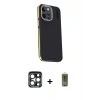 MARSİLYAN™- iPhone 15 Pro Max Kılıf Kıvılcım Modern Özel Seri - Siyah Joko Magic 5D Hayalet Cam + PVD Metal Kamera Lens - LT