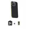 MARSİLYAN™- iPhone 15 Pro Max Kılıf Kıvılcım Modern Özel Seri - Siyah Joko Magic 5D Hayalet Cam + PVD Metal Kamera Lens - TU