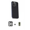 MARSİLYAN™- iPhone 15 Pro Max Kılıf Kıvılcım Modern Özel Seri - Siyah Joko Magic 5D Hayalet Cam + PVD Metal Kamera Lens - GS