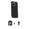 MARSİLYAN™- iPhone 15 Pro Max Kılıf Kıvılcım Modern Özel Seri - Siyah Joko Magic 5D Hayalet Cam + PVD Metal Kamera Lens - TU