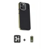 MARSİLYAN™- iPhone 15 Pro Max Kılıf Kıvılcım Modern Özel Seri - Siyah Joko Magic 5D Hayalet Cam + PVD Metal Kamera Lens - GI