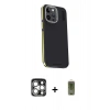 MARSİLYAN™- iPhone 15 Pro Max Kılıf Kıvılcım Modern Özel Seri - Siyah Joko Magic 5D Hayalet Cam + PVD Metal Kamera Lens - GS