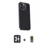 MARSİLYAN™- iPhone 15 Pro Max Kılıf Kıvılcım Modern Özel Seri - Siyah Joko Magic 5D Hayalet Cam + PVD Metal Kamera Lens - SH