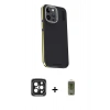 MARSİLYAN™- iPhone 15 Pro Max Kılıf Kıvılcım Modern Özel Seri - Siyah Joko Magic 5D Hayalet Cam + PVD Metal Kamera Lens - SH