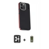 MARSİLYAN™- iPhone 15 Pro Max Kılıf Kıvılcım Modern Özel Seri - Siyah Joko Magic 5D Hayalet Cam + PVD Metal Kamera Lens - SH