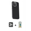 MARSİLYAN™- iPhone 15 Pro Max Kılıf Kıvılcım Modern Özel Seri - Siyah Polymer Nano Ekran Koruyucu + PVD Metal Kamera Lens - GI